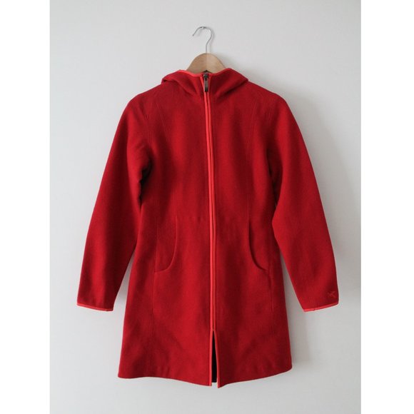 Arc'teryx Lanea Long Wool Coat / XS / Candy Apple Red Hooded Womens - Picture 2 of 5